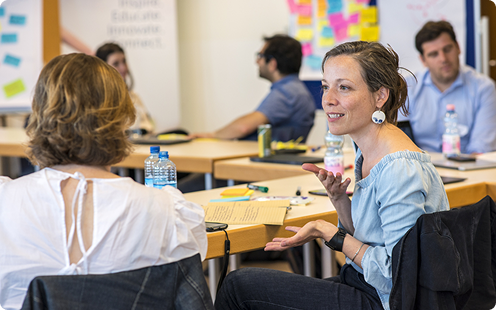 Participants discussing during a workshop